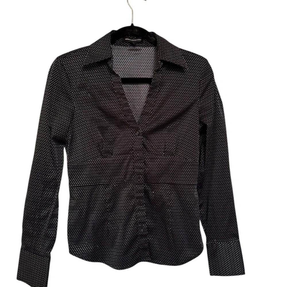 Express Black and White Polka Dot Blouse